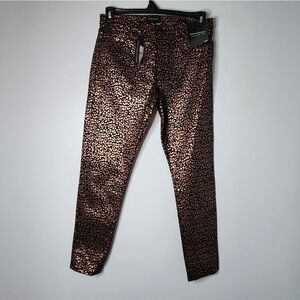 Banana Republic Skinny Jeans Womens Size 27 Leopard Metallic Mid Rise Ankle New